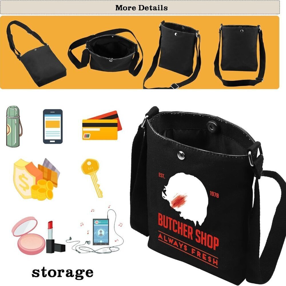 Horror TV Show Inspired Butcher Shop Crossbody Bag Unisex Gift - Picture 7 of 7